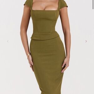 NWT House of CB LAYANA corset midi dress